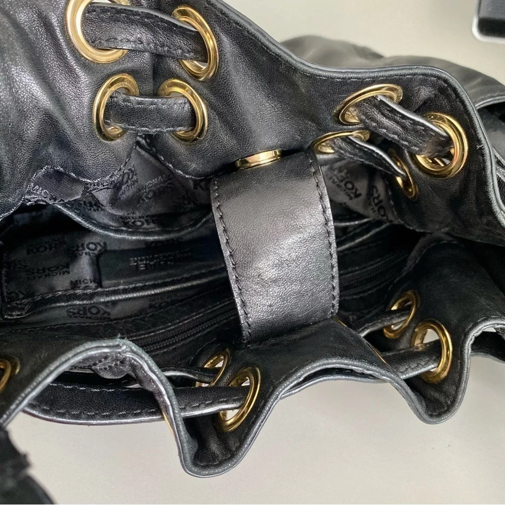 Michael Kors Black Soft Leather, Gold Hardware Shoulder Bag